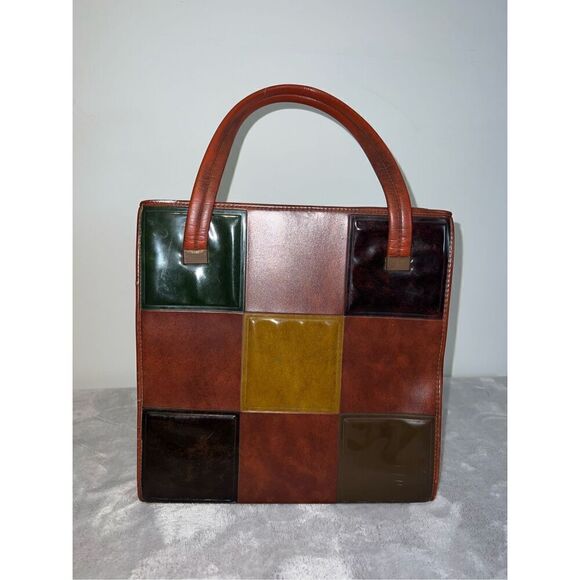 No Brand Handbags - Iconic VINTAGE Patchwork Bag “Friends” Phoebe Square Leather Tote